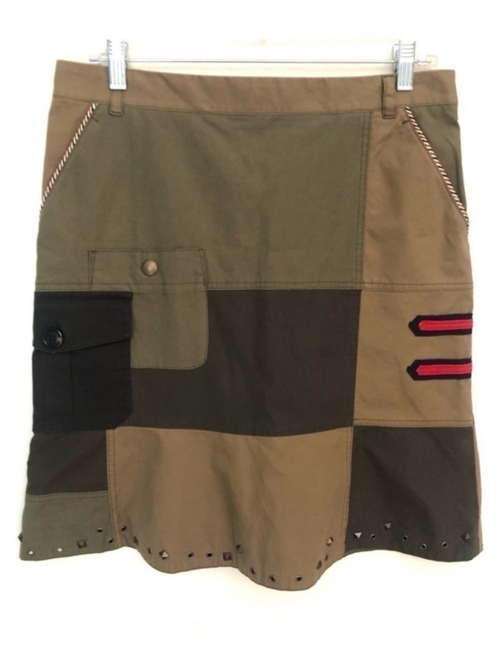Moschino Cheap and Chic Military Patchwork Skirt